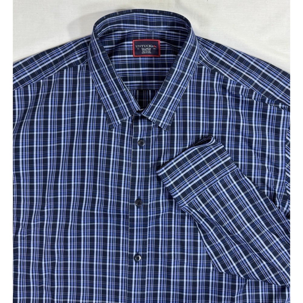 UNTUCKit Men 2XL  Slim Fit Wrinkle Free Plaid Button Down‎ Shirt Casual Nylon
